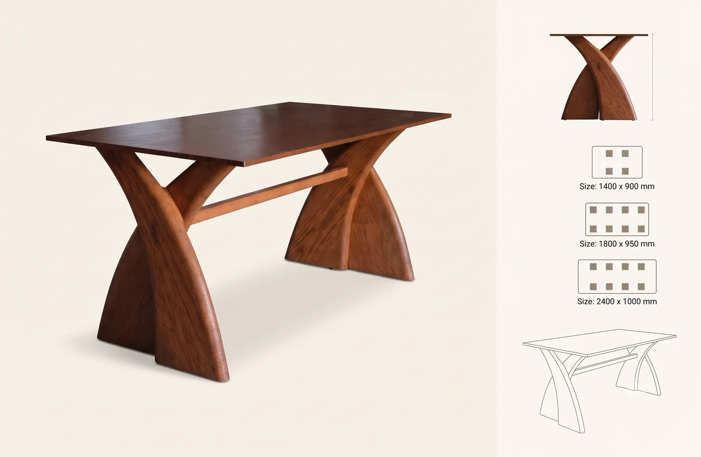 Dining Table 38 — custom dining table made to order by Woodflex Designs, Surat