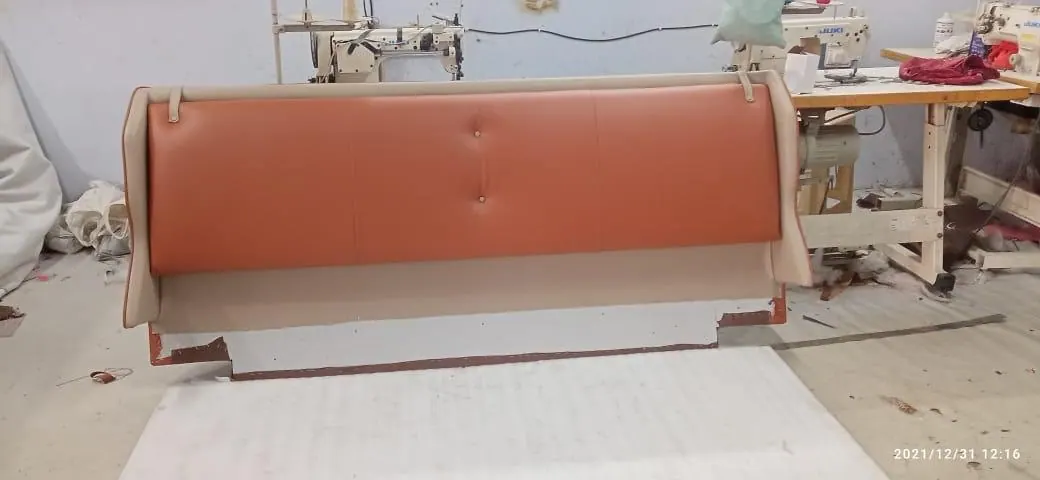 Custom bed frame built by Woodflex Designs, photographed in our Surat workshop