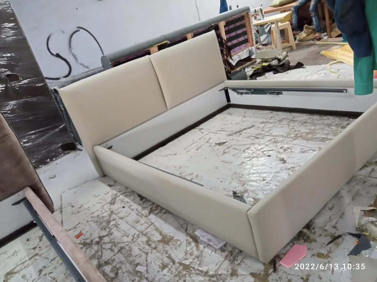 Custom bed frame made by Woodflex Designs, photographed in a client's home