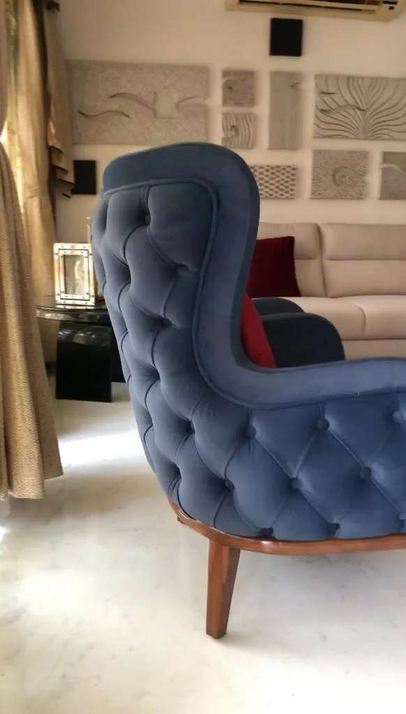 Custom chair built by Woodflex Designs, photographed in our Surat workshop