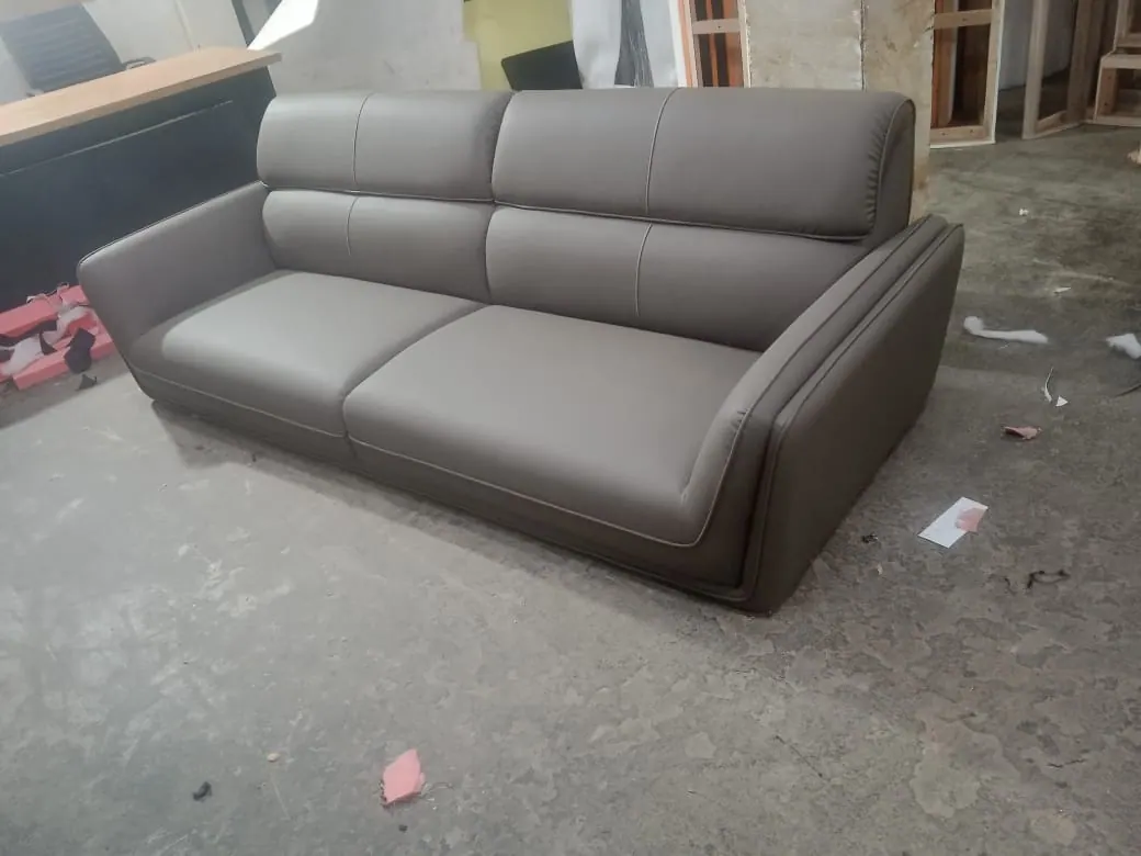 Custom sofa built by Woodflex Designs, photographed in our Surat workshop