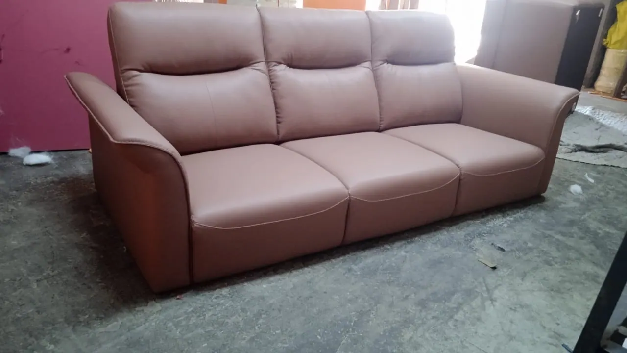Custom sofa built by Woodflex Designs, photographed in our Surat workshop