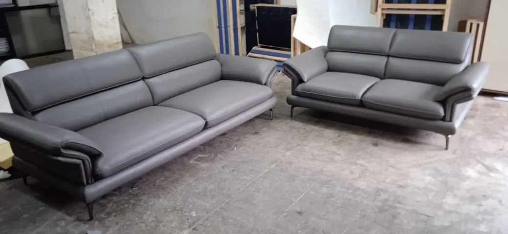 Custom sofa built by Woodflex Designs, photographed in our Surat workshop