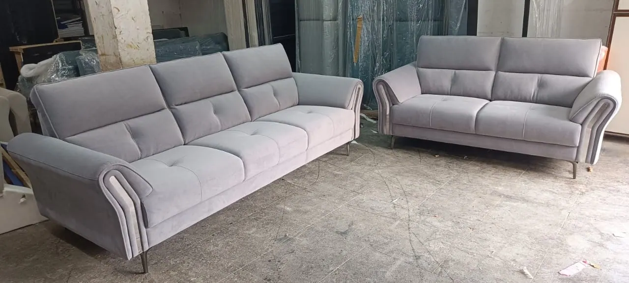 Custom sofa built by Woodflex Designs, photographed in our Surat workshop