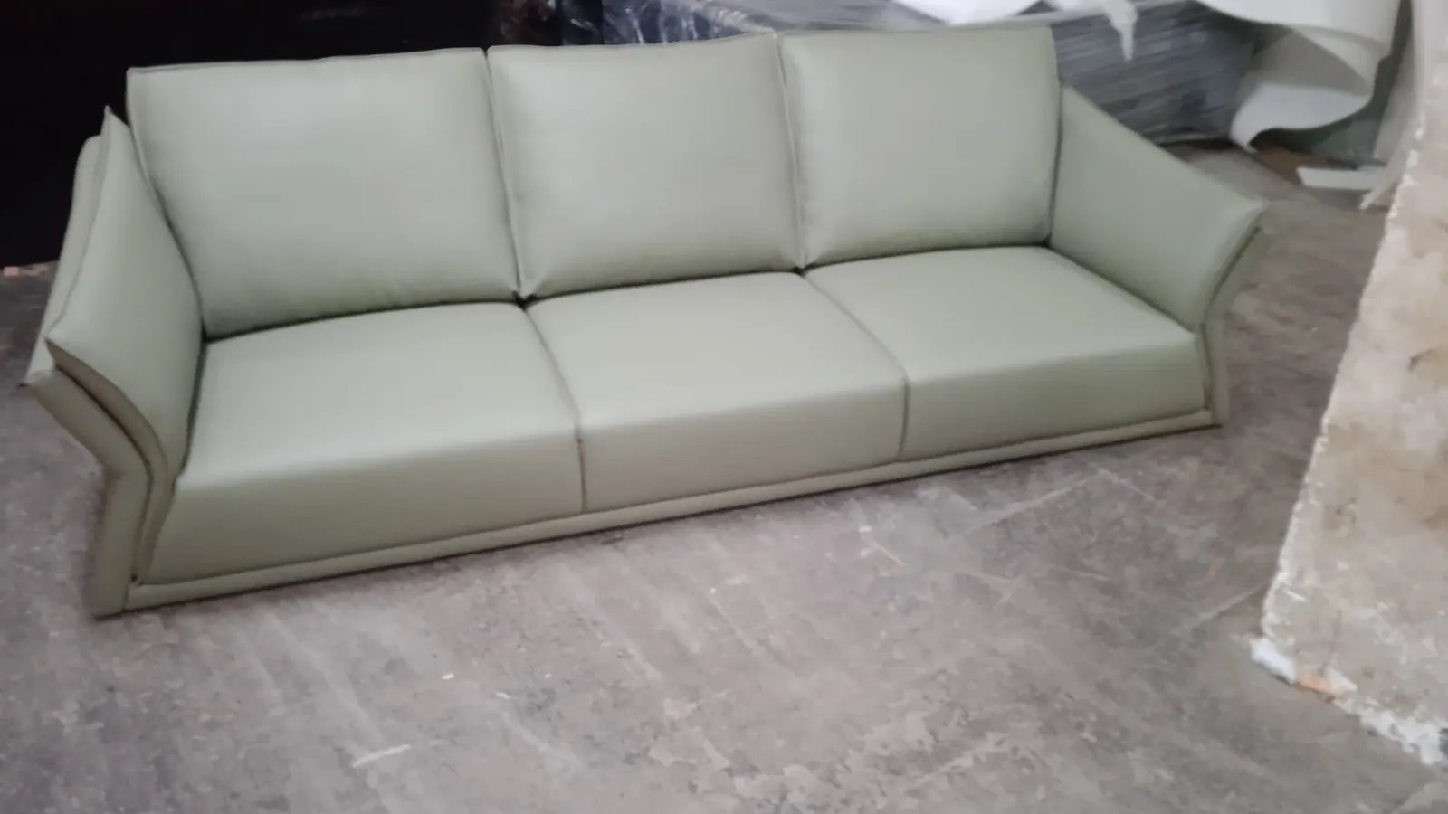 Custom sofa built by Woodflex Designs, photographed in our Surat workshop