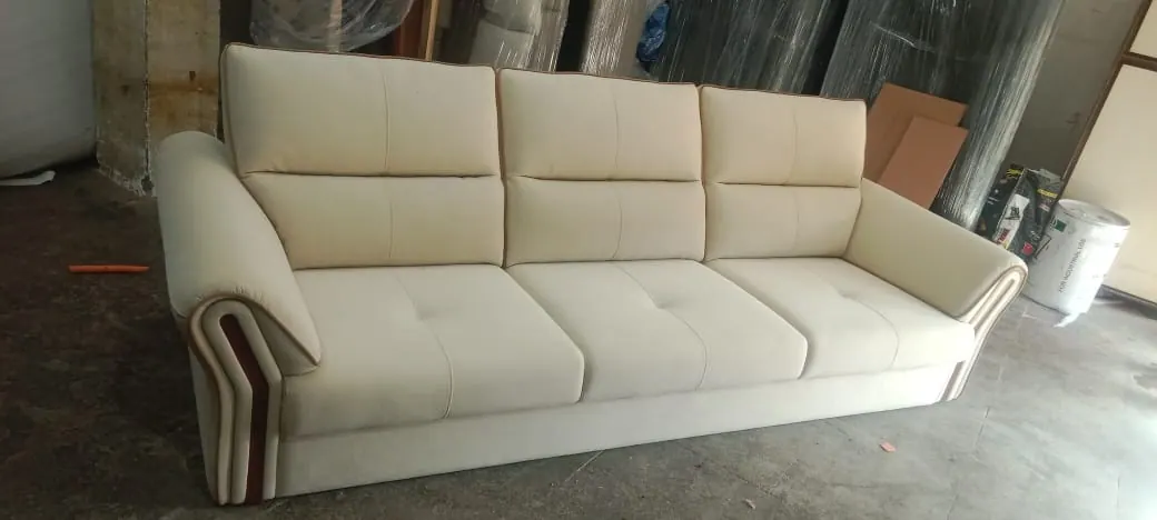Custom sofa built by Woodflex Designs, photographed in our Surat workshop