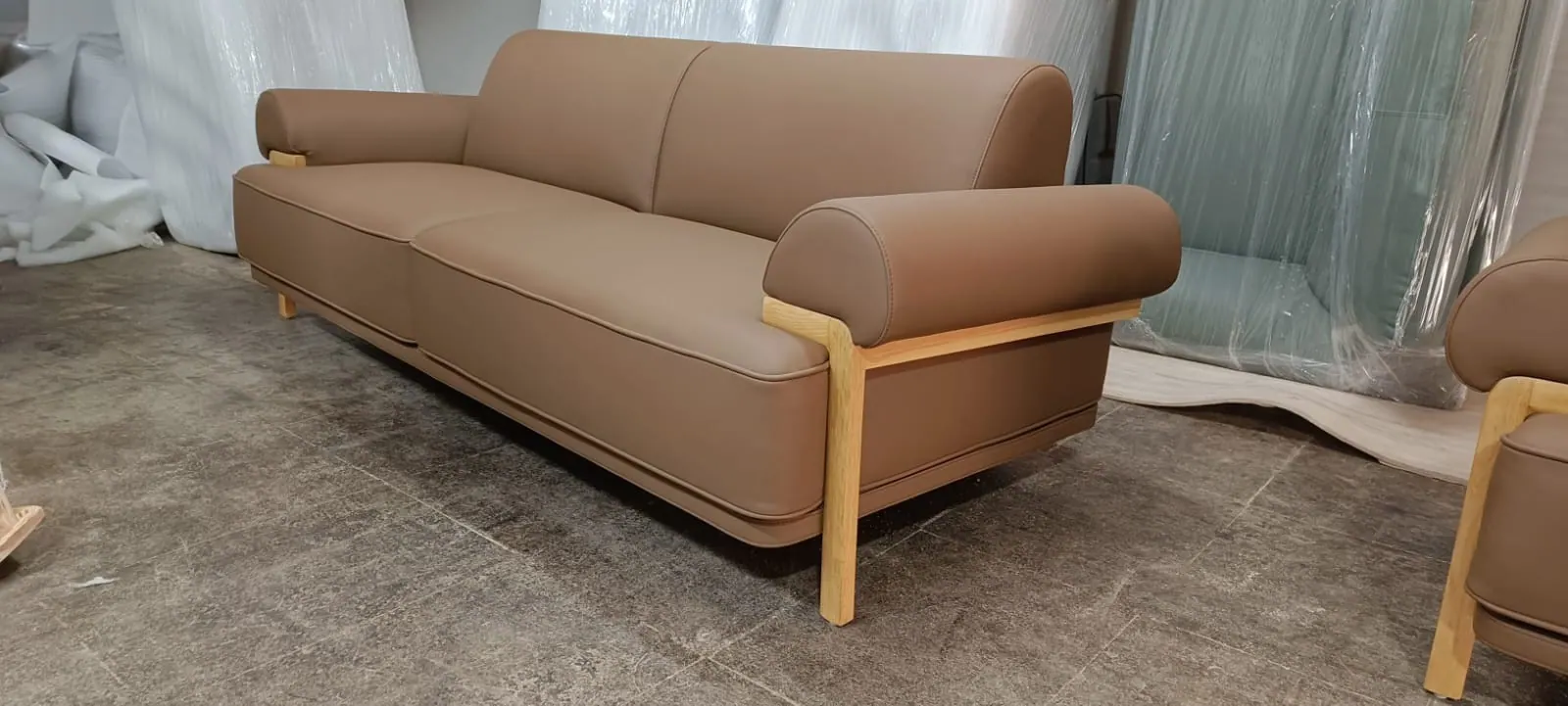 Custom sofa made by Woodflex Designs, photographed in a client's home