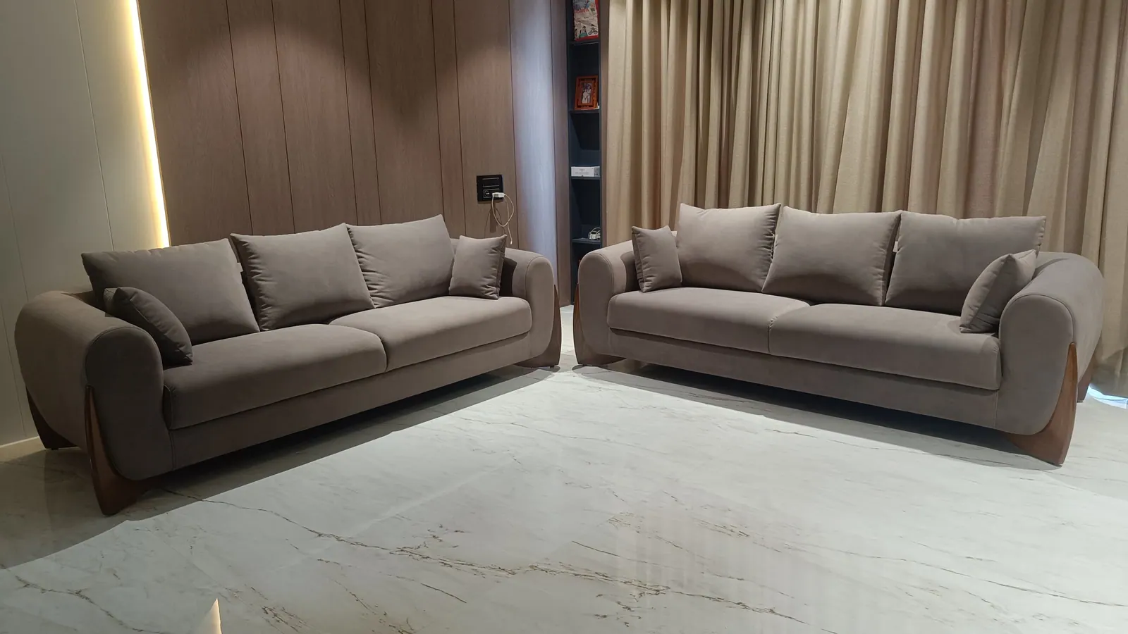Custom sofa made by Woodflex Designs, photographed in a client's home