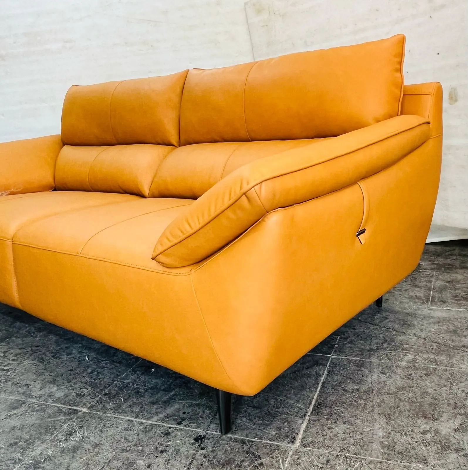 Custom sofa built by Woodflex Designs, photographed in our Surat workshop