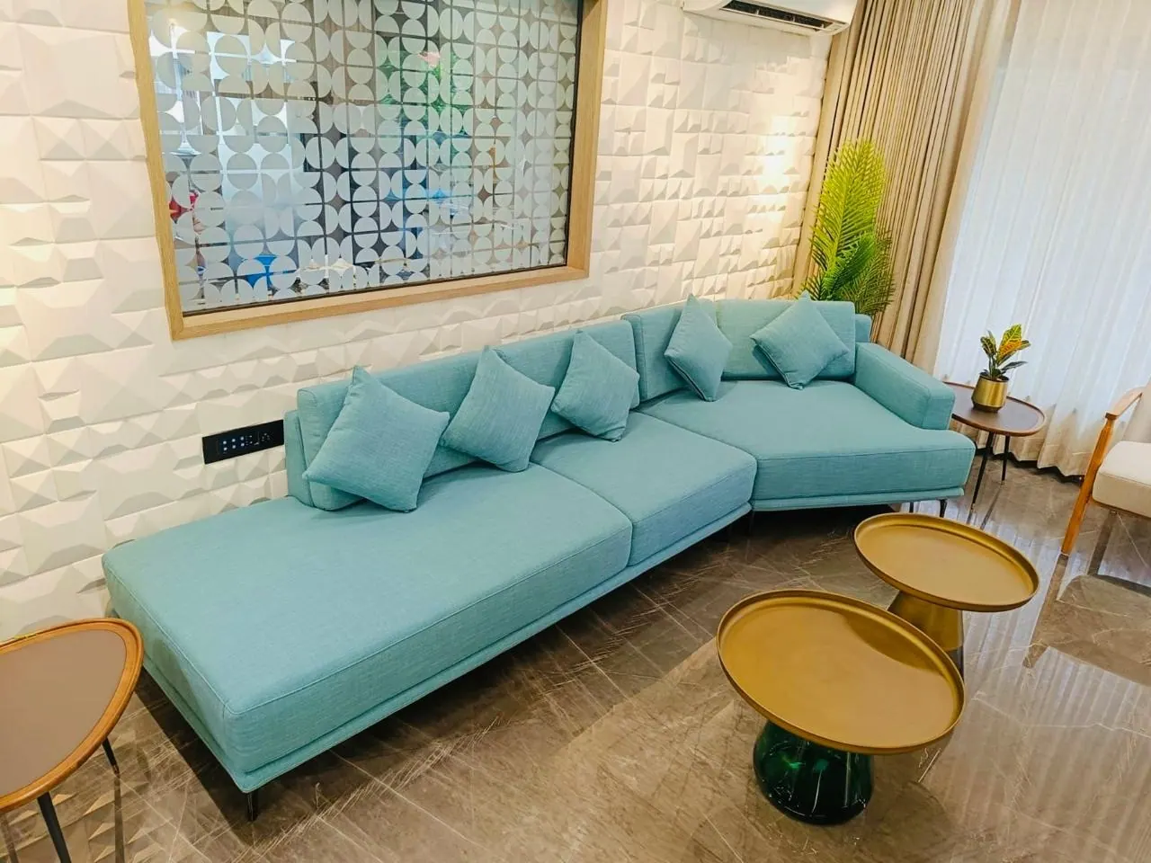 Custom sofa made by Woodflex Designs, photographed in a client's home