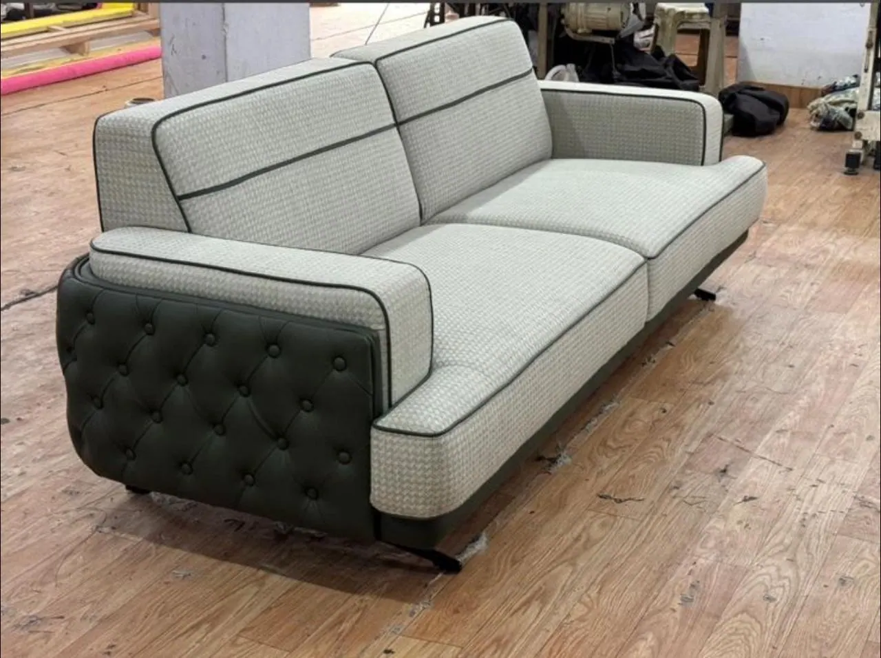 Custom sofa made by Woodflex Designs, photographed in a client's home